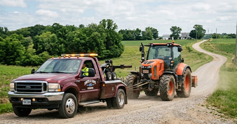 A Tractor being towed