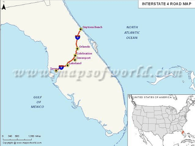 Interstate 4 (I-4) most dangerous road in Florida